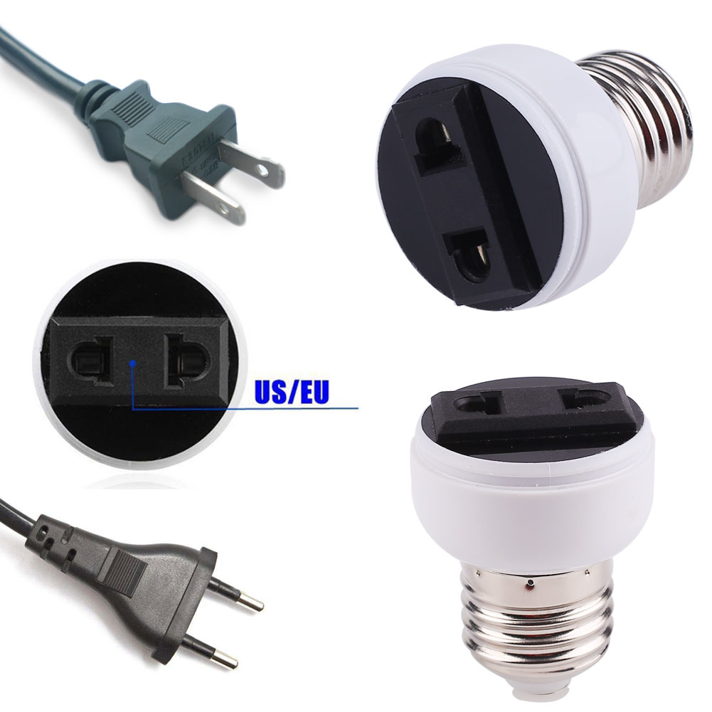 E27 Lamp Socket Schroef Bulb US/EU Plug Accessoires Huishoudelijke Supply Converter Licht Houder Lamp Base Witte Connector