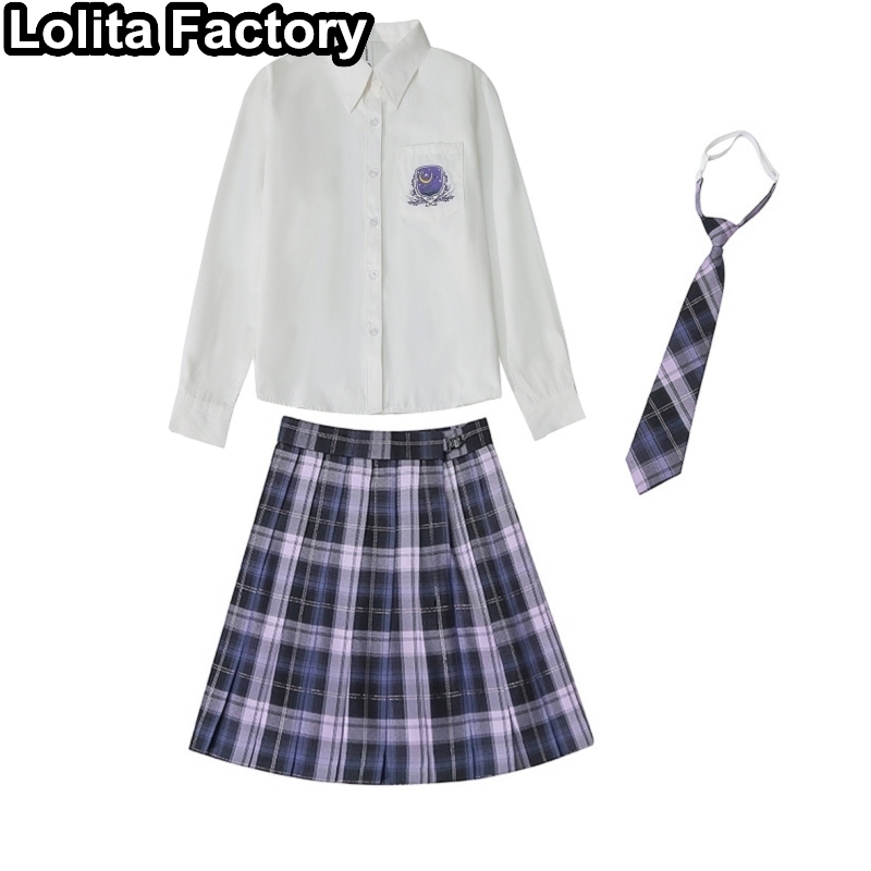 Uniforme d&#39;écolière japonaise pour filles, jupes plissées, chemise brodée harajuku, ensemble de cravate, uniformes JK Sexy pour femmes