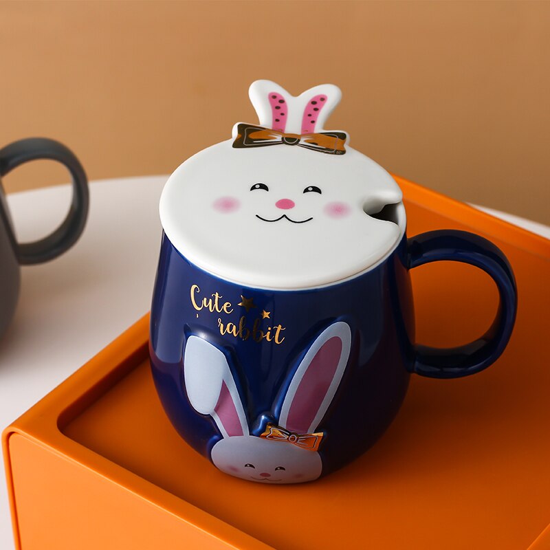 cute rabbit ceramic mug office girl coffee milk cup