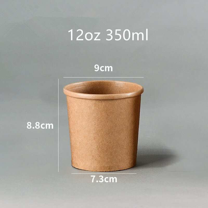50pcs round disposable food salad soup takeaway packaging cups 12oz/16oz/26oz ice cream large paper cup with lid: only cup