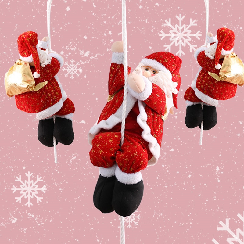 6 stk juledekoration julemanden klatrer på rebet af indendørs / udendørs vægvinduer for at hænge julepynt