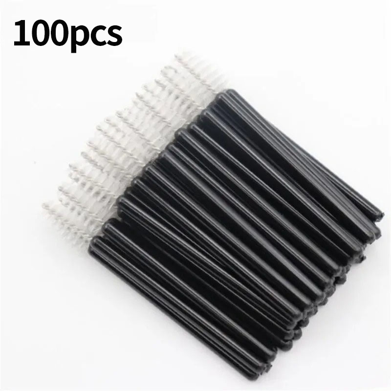 100 pçs escovas de cílios descartáveis carretéis micro lash rímel varinhas pentes atacado para extensão de cílios maquiagem ferramentas cosméticas: Rosa