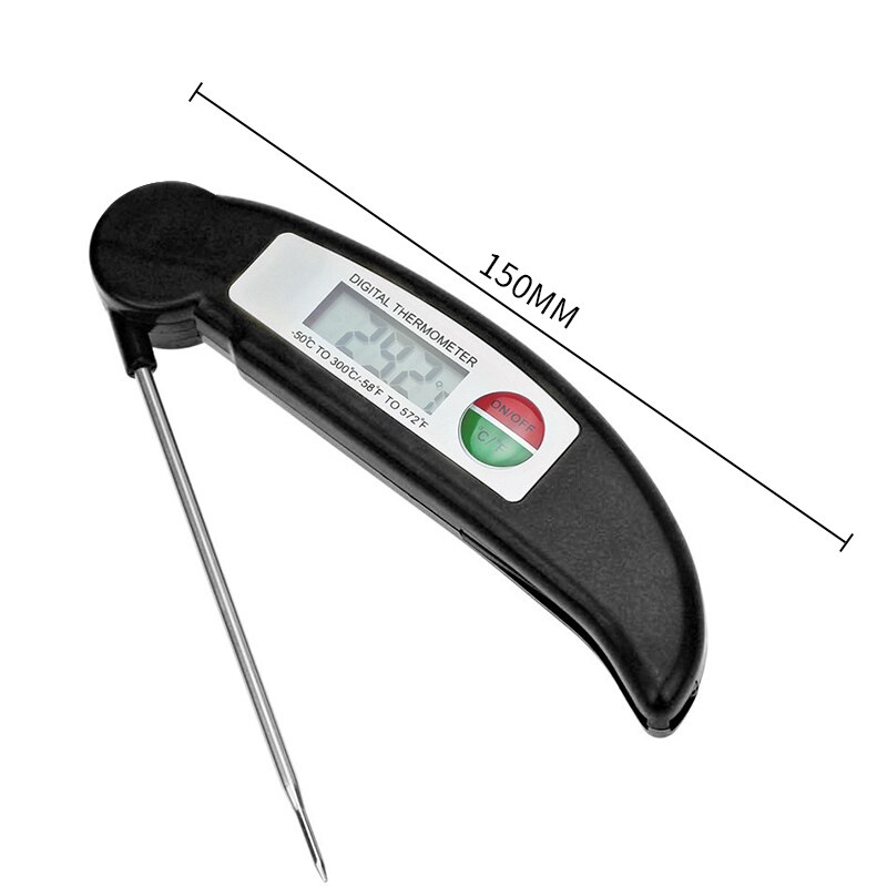 Foldable Food Thermometer Probe Digital BBQ Kitchen Meat Kitchen Thermometer Liquid Water Oil Temperature Gauge: Black