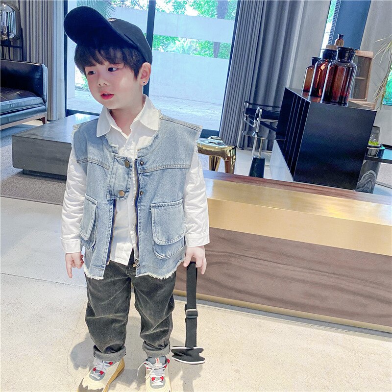 Ropa de primavera para bebé, chaqueta chaleco vaquero suelto informal para 1, 2, 3, 4, 5, 6 años, cumpleaños