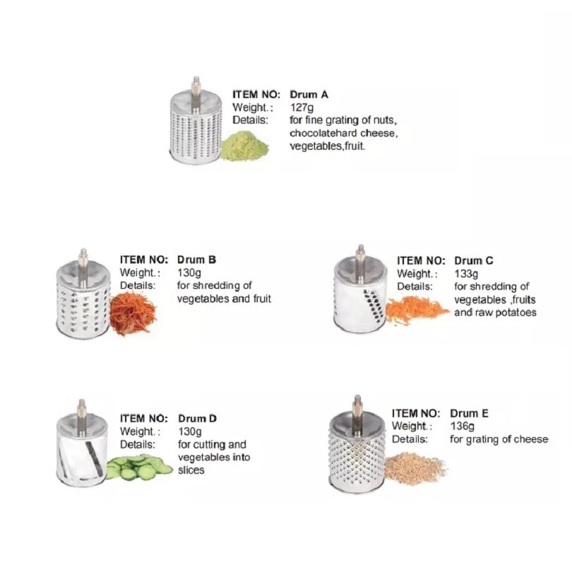 Stainless Steel Universal Mill Grater With Suction Cups And 5 Drums Vegetable Cutter Slicer and Shredder(00493)