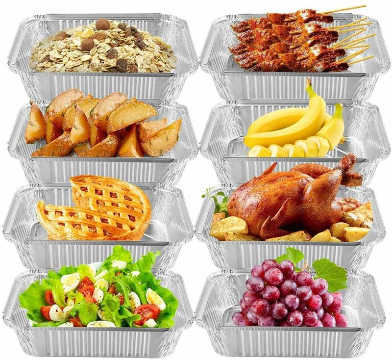 10 Pcs Disposable BBQ Drip Pan Tray Aluminum Foil Tin Liners for Grease Catch Pans Replacement Liner Trays Without Cover