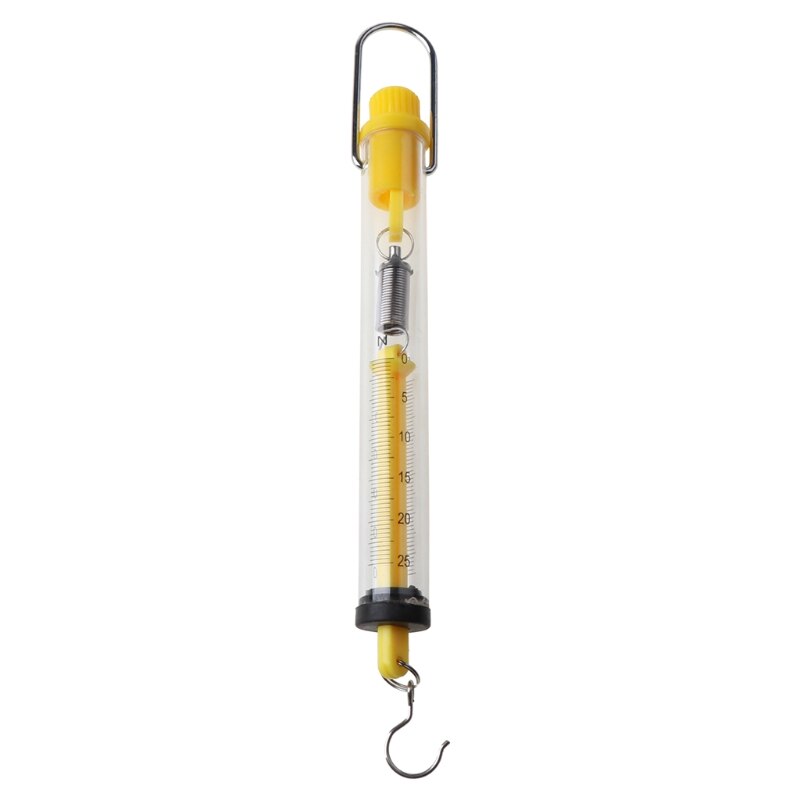 Newton force meter Max Capacity 25N Plastic Tubular Spring Scale Dual Scale Labeled for Physical Experiment R9JF