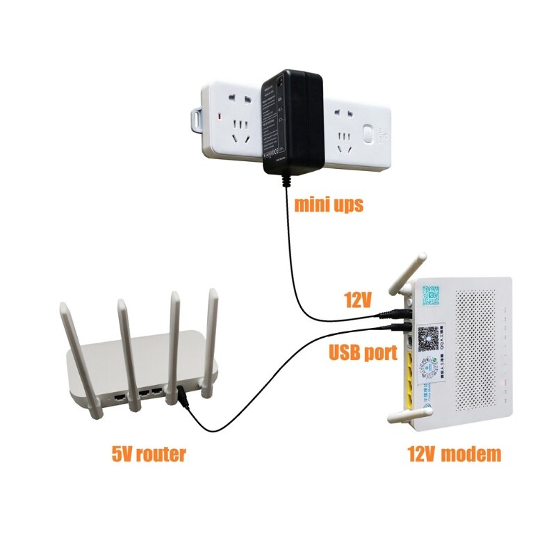Rechargeable 5000mAh 5V 9V 12V DC Output UPS Battery Pack for WiFi Router LED R9UA