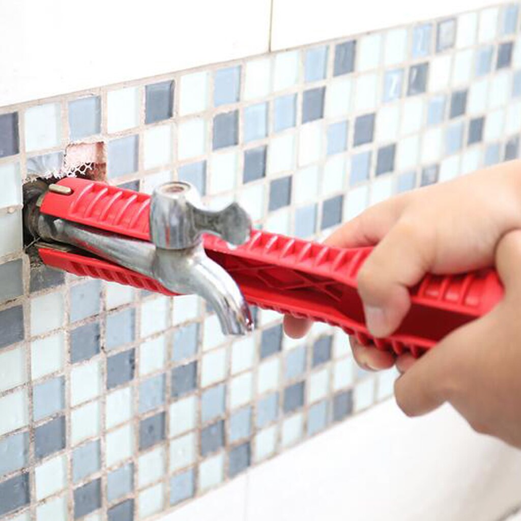 Clé à douille pour robinet et évier, outil polyvalent rouge