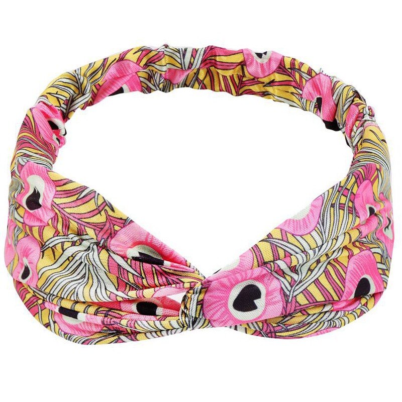 Bohemian Girls Hairband Hair Accessories Print Headbands Vintage Women Headband Cross Top Knot Elastic Hairband Soft Bandanas: Color-18