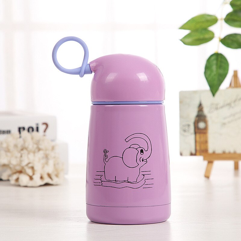 Stainless Steel Thermos Premium Travel Rabbit Coffee Cups BPA Free Thermos Mug for Tea Cute Kids Water Bottle Garrafa Termica: Elephant Purple