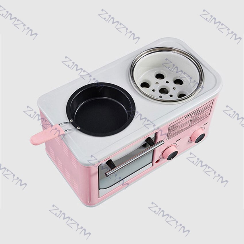 Electric 3 In 1 Breakfast Machine 1200W Multifunctional Oven Mini Bread Toaster Sandwich Fry Pan Food Steamer Pot Boiler