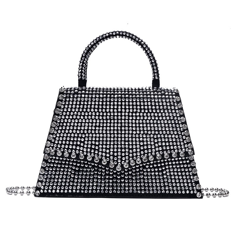 Luxus diamanten Frauen handtasche Abend Tasche Kette Schulter Umhängetaschen für Frauen Strass Party Hochzeit Geldbörse: Silber- groß