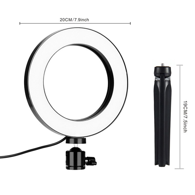 Móvel ptz com suporte 7.9 "16cm led estúdio selfie anel luz aros câmera de vídeo foto telefone lâmpada luz anel tripé telefone maquiagem: Default Title