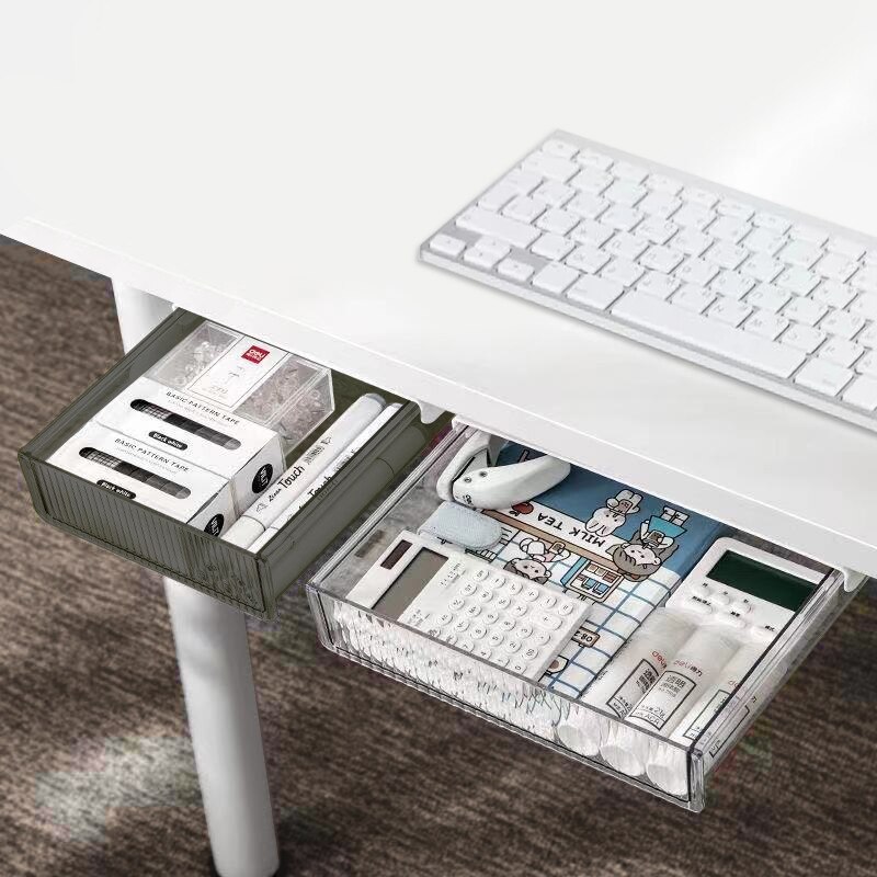 Drawer Storage Box Under The Desk Storage Box Pencil Stationery Organizer Hidden Sorting Box Office Pen Storage Tray Organizer