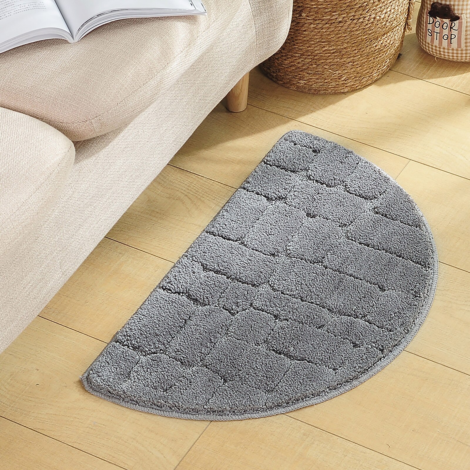 Thuis badkamer tapijt entree deurmat halve cirkel soft touch origineel antislip 3 kleuren microvezel meerdere maten douchemat