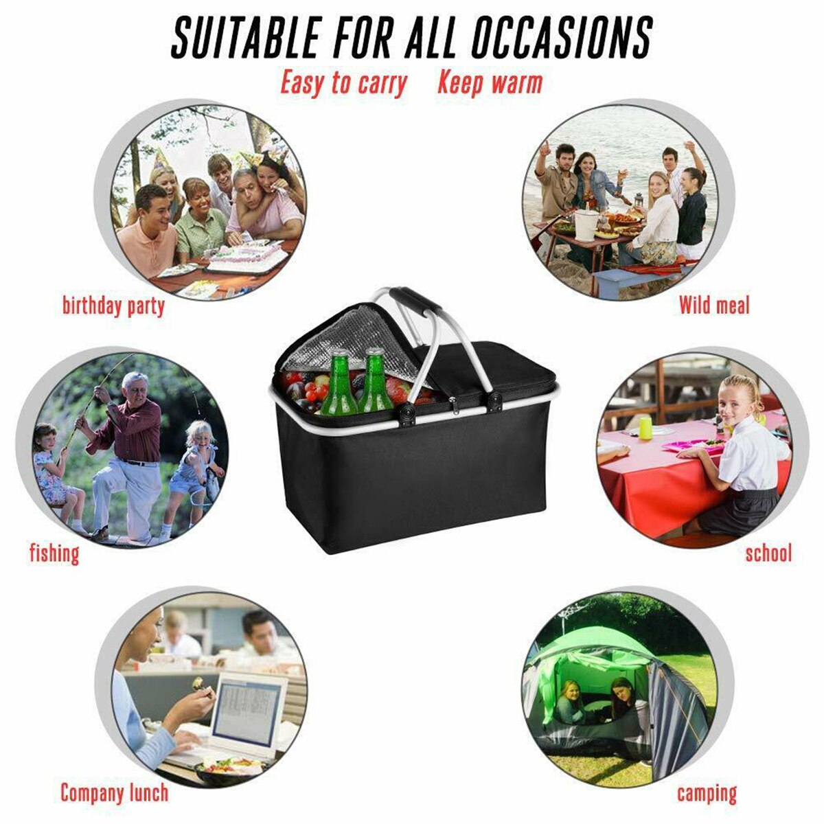 30L Falten Picknick Camping Korb Isoliert Einkaufen Kühler Hause Lagerung Korb Korb Korb Tasche Kasten draussen Picknick Taschen