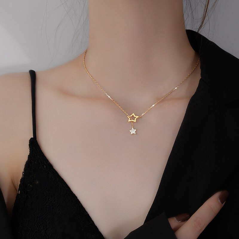 Trendy Shiny Star Choker Charm Kettingen Sieraden Sleutelbeen Keten Kettingen Voor Vrouwen Bruiloft