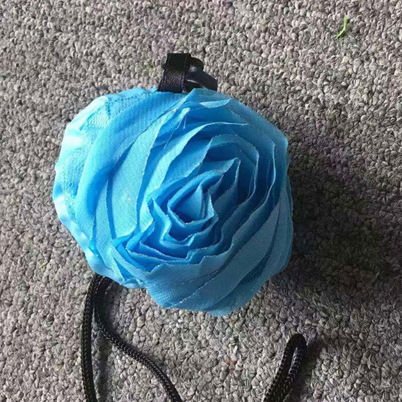 Bolsa de compras plegable, bolsa de hombro de tela Oxford con flores rosas, bolsas de supermercado portátiles ecológicas, bolsa reutilizable para mujeres 1 unidad: Azul cielo
