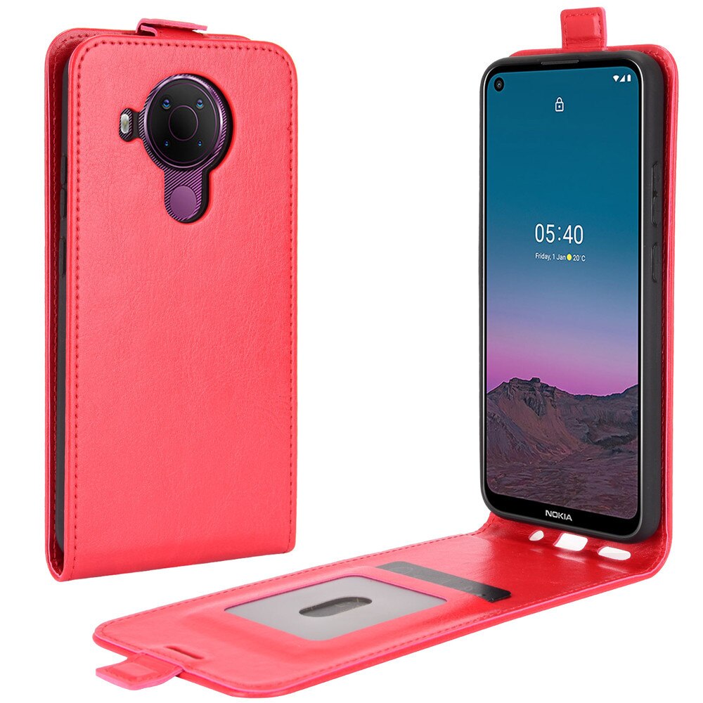 Funda de teléfono de lujo para Nokia 5,4, carcasa protectora de cuero PU con soporte para tarjeta, con tapa y soporte, para Nokia 5,4 de 6,39 pulgadas: Red 1