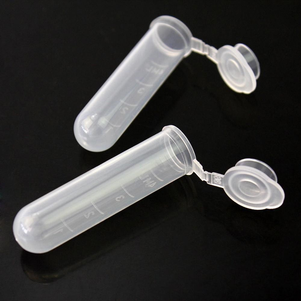 5ml Plastic Vial Tube Sample Storage Container, 50PCS Polypropylene Clear Graduated Mirco Test Tubes with Cap Mini Bottles
