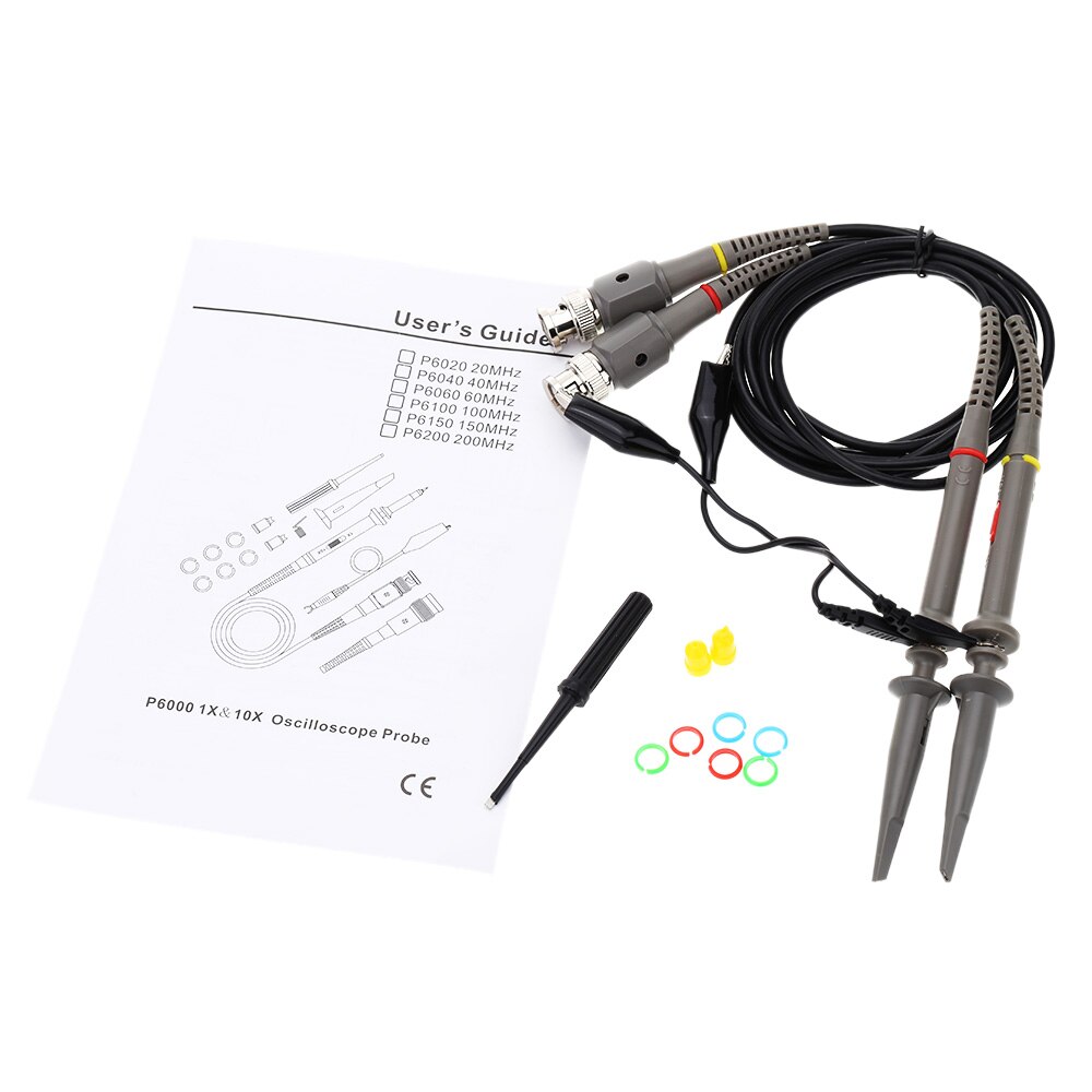 Sonda de osciloscopio para Cable de sondas de osciloscopio con anillos de ajuste accesorios de herramienta partes de osciloscopio 40MHz 1X 10X