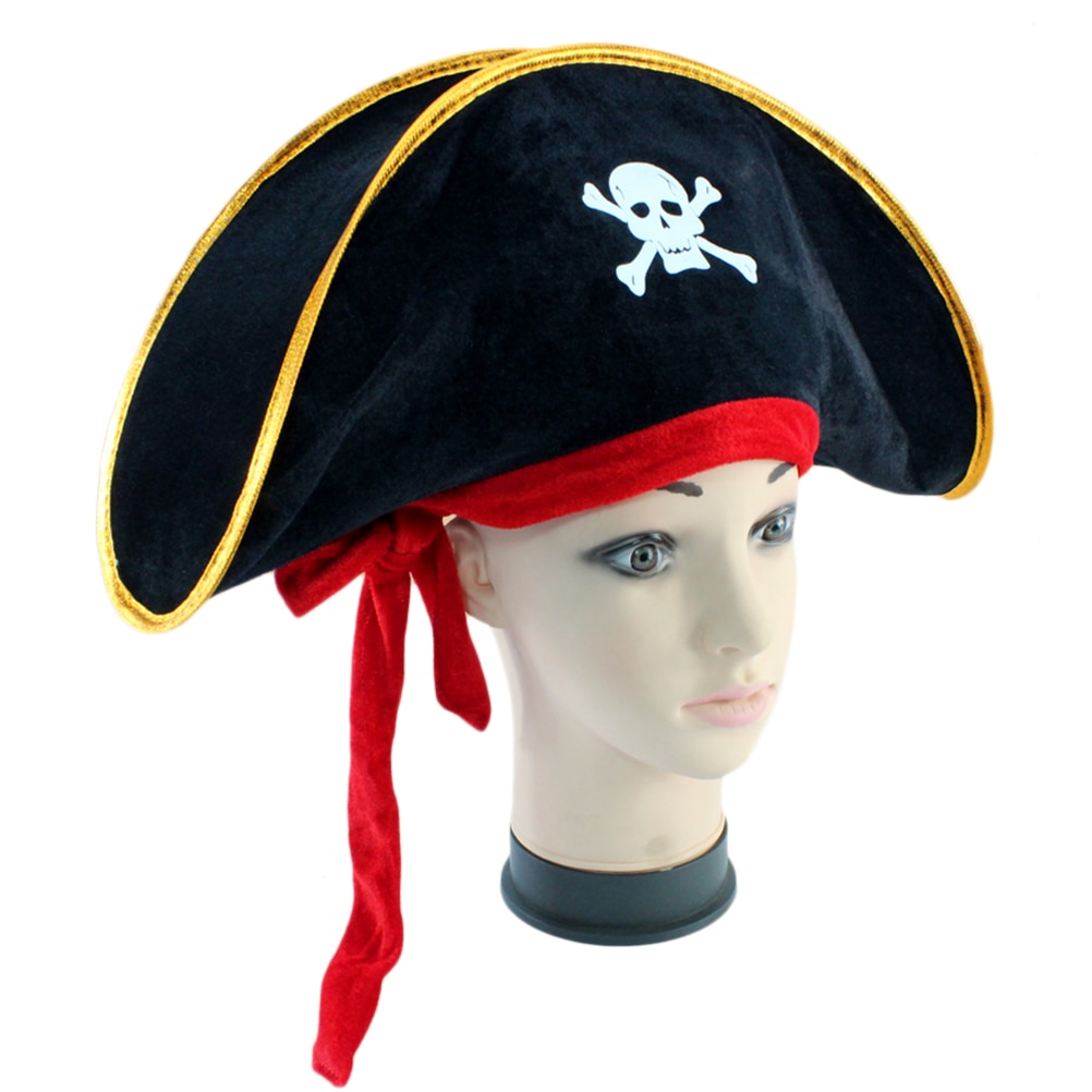 4Pcs Pirate Hat Classic Skeleton Printing Pirate Captain Costume Cap For Halloween Masquerade Party Hat Prop Party Dress Up #30