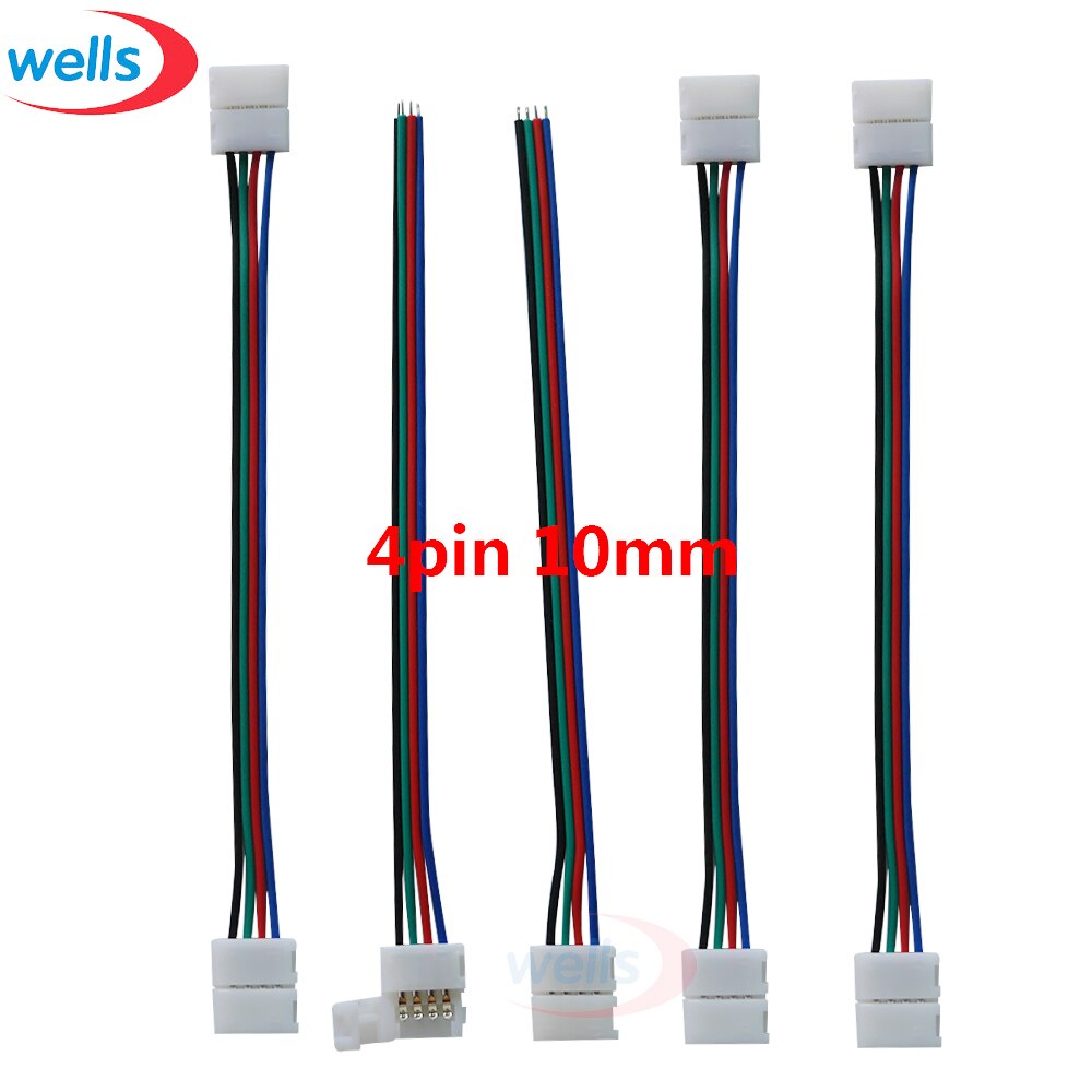 5 Pcs 8mm10mm 2pin 3pin 4pin Enkele Dubbele Connector Kabel Voor Enkele Kleur 3528 5050, WS2811 WS2812B 5050 Rgb Led Strip Licht