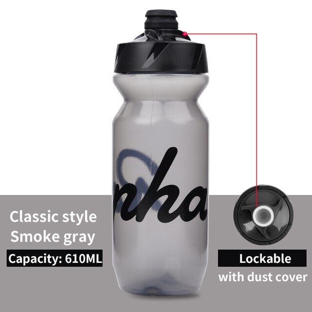 Rapha 610-710ML Ultralight Bicycle Water Bottle Leak-proof Squeezable Cycling Bottle Taste-free BPA-free Outdoor sports kettle: 610ml Smoke Gray