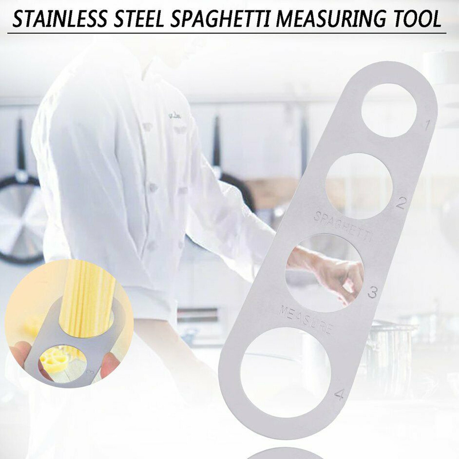 3# Measure Tool Kitchen Gadget Stainless Steel Pasta Spaghetti Measurer Measure Tool Kitchen Gadget (silver)