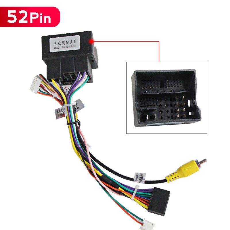 Navifly bilradio strømledning adapterstik han adapterstik strømkabel til  vw 52 pin 40 pin og canbus box: 52 pin ingen canbus