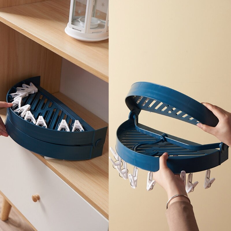 Household Multifunctional Circular Folding Drying Rack Underwear Socks Drying Rack Windproof and Inclined Rack for Socks