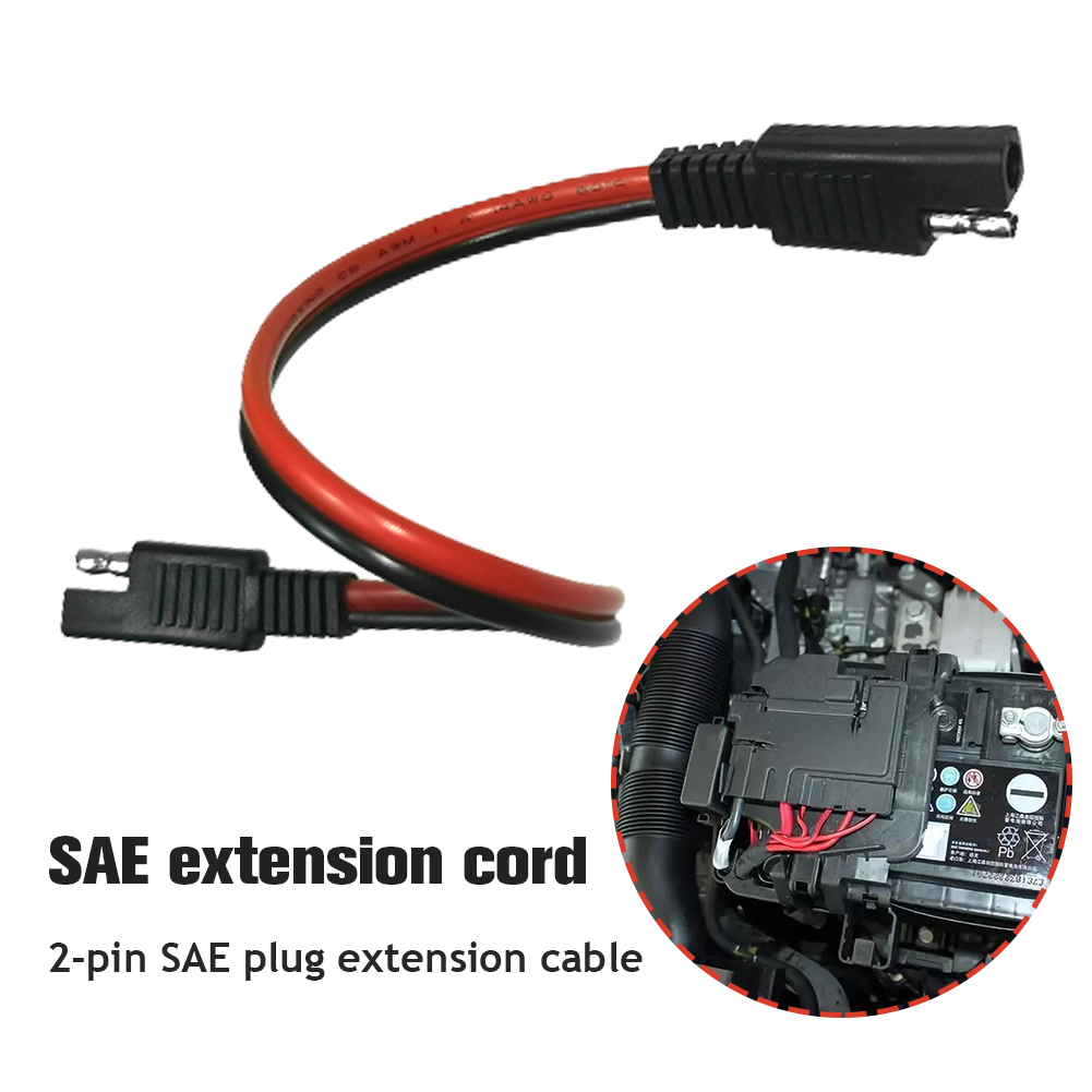 2 Pin SAE Power Automotive Extension Cord Cable 14AWG 30cm SAE to SAE Quick Connector Solar Battery Plug Wire Accessories