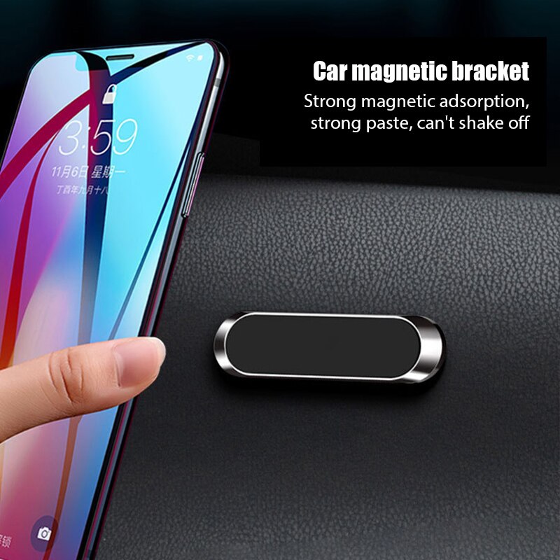 Magnetic Universal Car Phone Holder Dashboard Mini Strip Shape Stand in Car For iPhone Xiaomi Metal Magnet GPS Mount for Wall