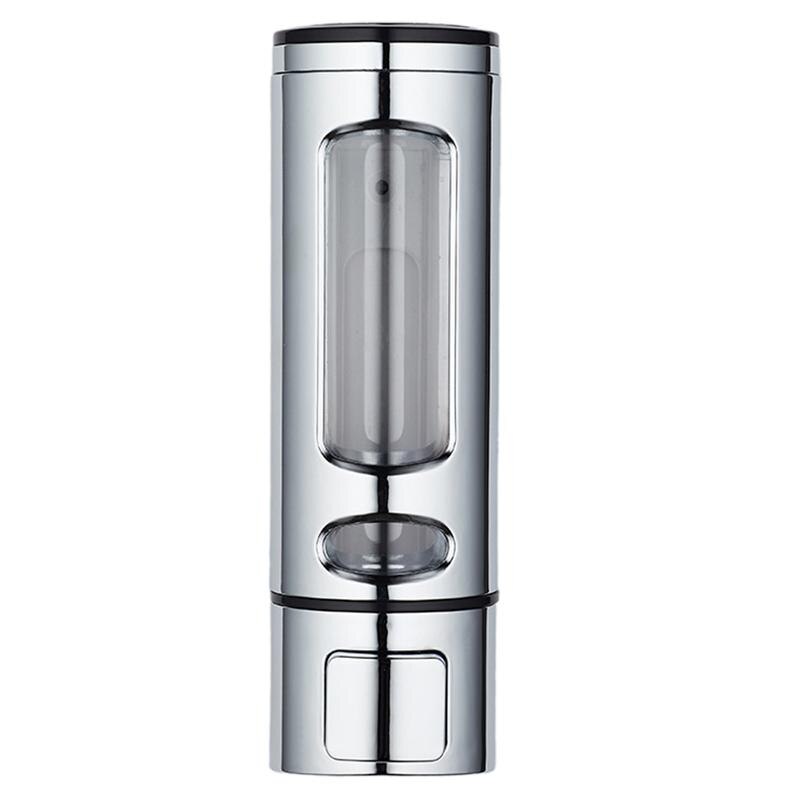 Liquid Soap Dispenser Wall Mounted Hand Wash Plastic Manual Single Head Liquid Soap Holder Refillable Empty Soap Container Home: Silver
