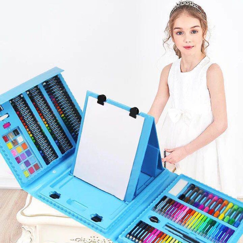 176Pcs Schilderen Graffiti Verf Borstel Set Mode Kinderen Dagelijks Entertainment Speelgoed Art Sets Met Ezel Cadeau Voor Kinderen