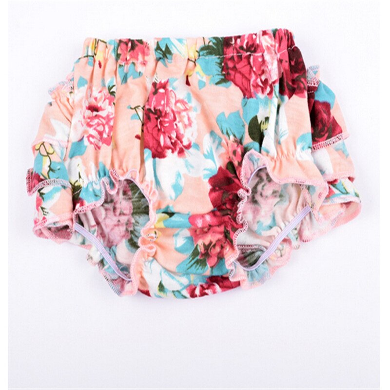 Newborn Baby girls bloomers Infant ruffle panties+Headband baby diaper covers girls shorts floral bloomers