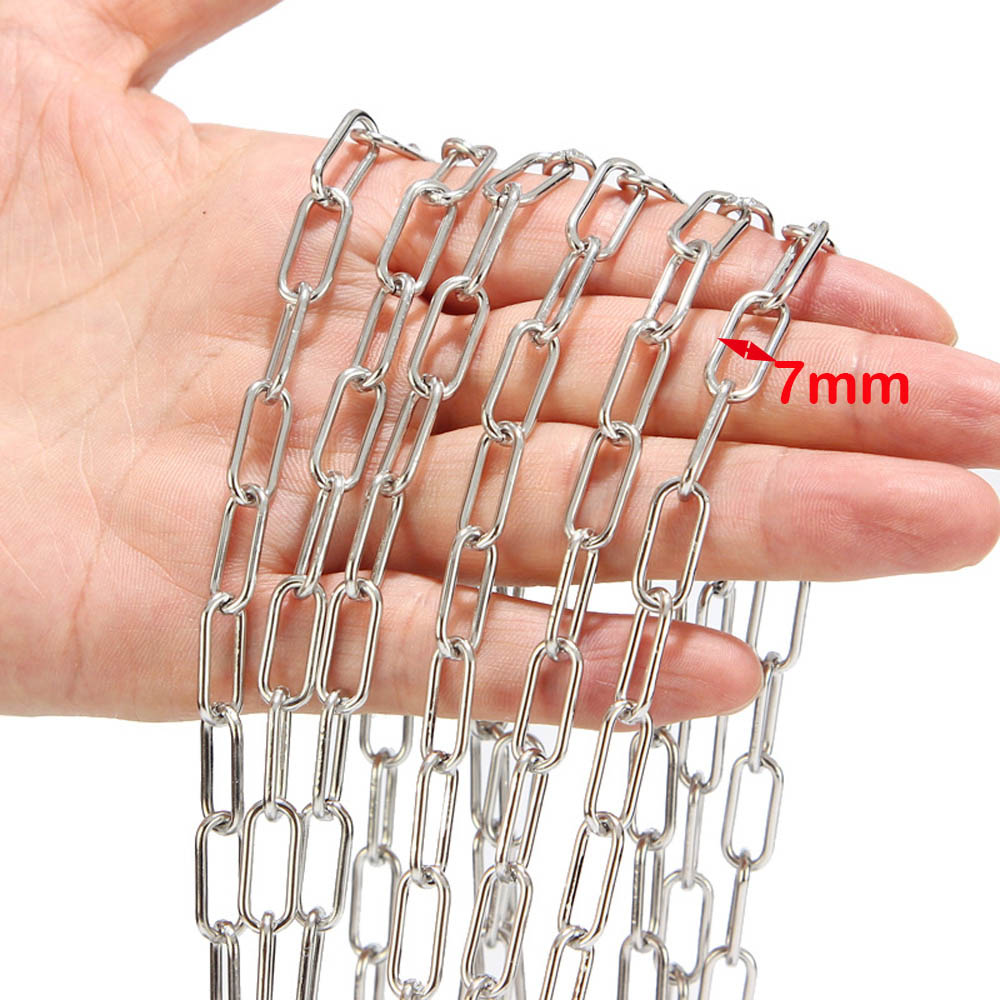 1Meter 7mm Width Stainless Steel Gold Tone Rolo Cable Chains Heavy Chic Chain Fit for Jewelry Making