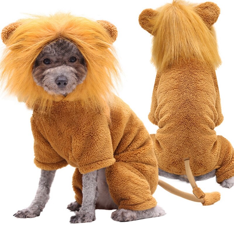 Pet Dog Funny Cosplay Costume For Dogs Halloween Clothes Costume Funny Lion Outfits Hat Set Small Dog Clothes 4-legged Coat