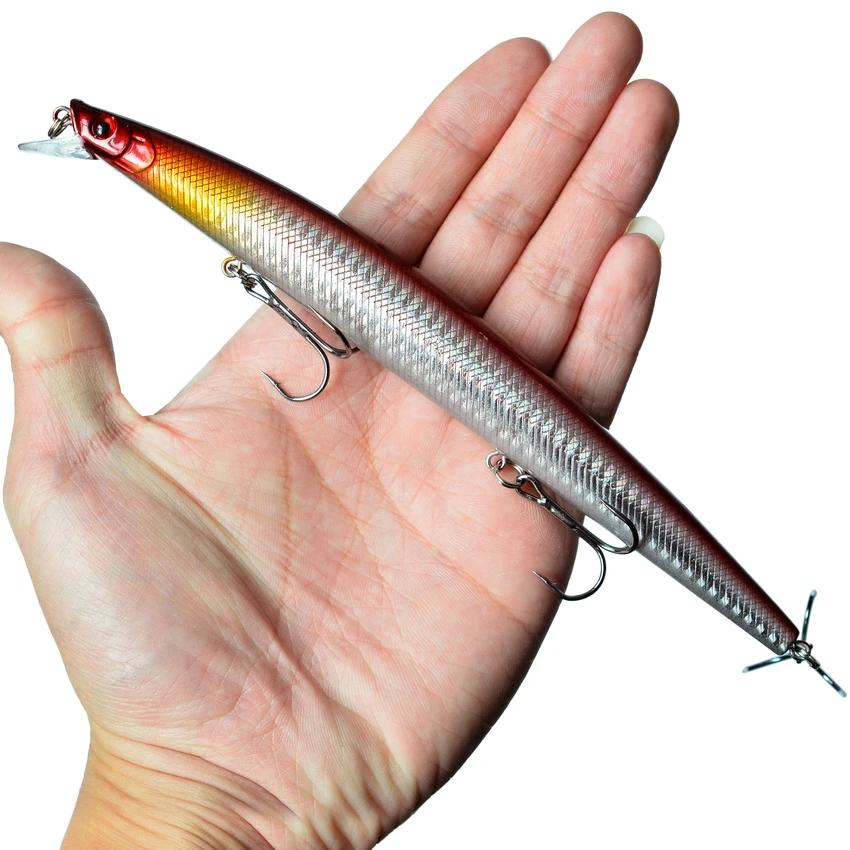 1Pcs Bass Big Wobbler Fishing Lure Minnow Mixed Model Artificial Hard Bait 18cm 24g Floating Water Sea Trolling Wobbler: Light Grey