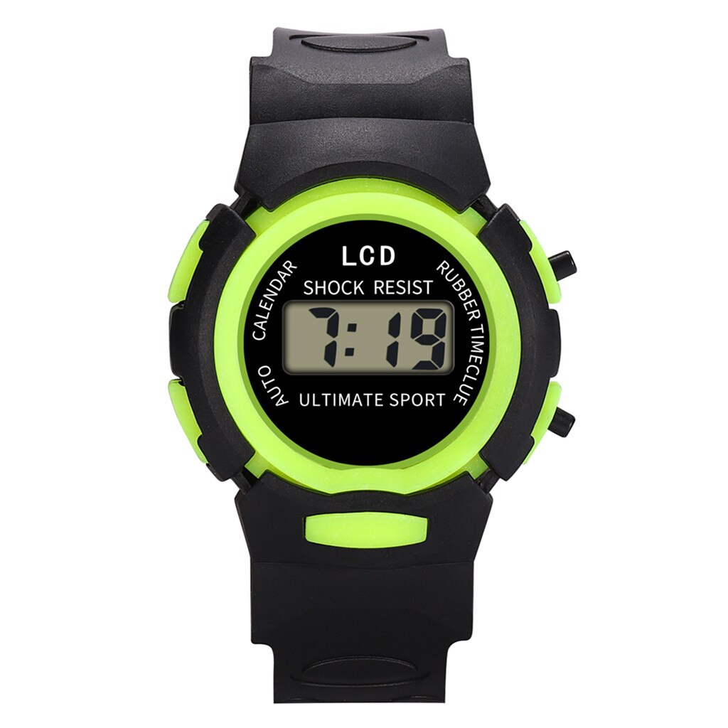 Digitale Led Horloges Kinderen Datum Sport Outdoor Elektronische Horloge Waterdicht Casual Sport Polshorloge Relogi: green