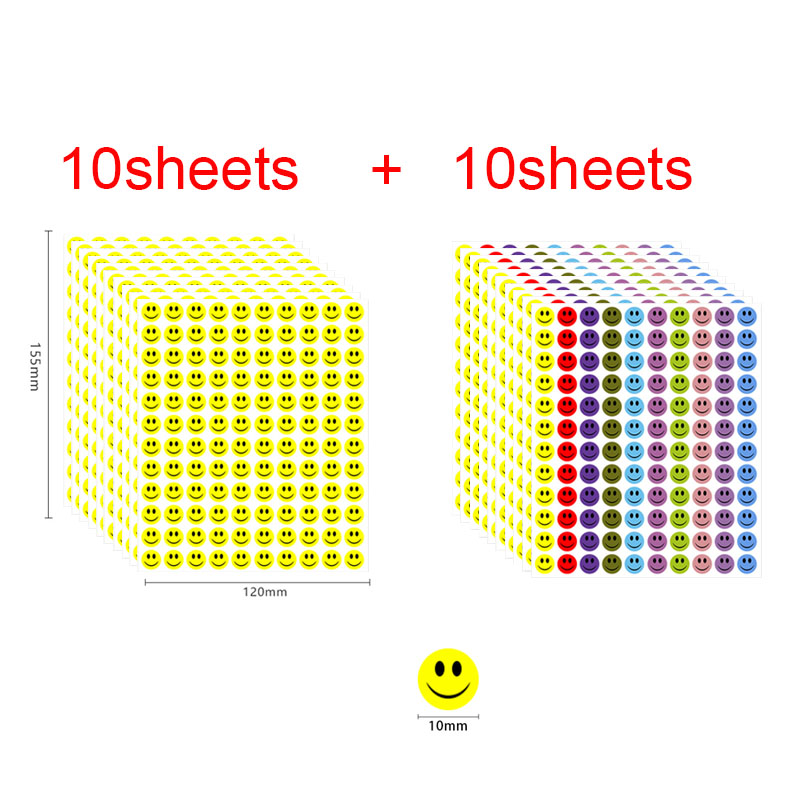 5-20sheets Kids Reward Stickers 15 Happy Smile Face Star Stickers Students Reward Chart Behavior Labels Scrapbook Crafts: Ivory