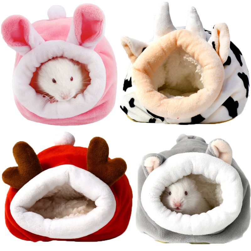 Gaiola para hamster, cama macia e quente para animais de estimação, rede para ratos, porco, esquilo, casa de inverno, ninho de veludo, cama quente para dormir, itens pequenos para animais de estimação