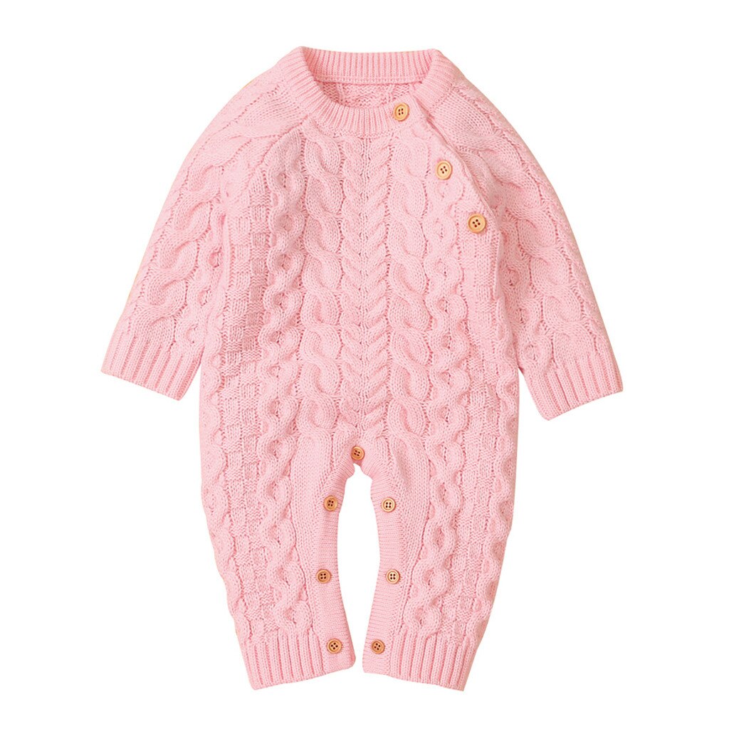 Monos para recién nacidos a la para bebés y niñas, suéter con botones de punto, mono de manga larga, traje infantil cálido @ 47: B / 6 meses