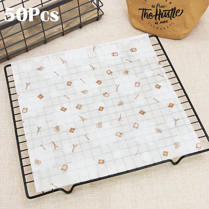 50 teile/los Wachs Papier Food Grade Food Fett Papier Wrapper Wrapper Papier für Sandwich Hamburger Frites Ölpapier Backen Werkzeuge: 16