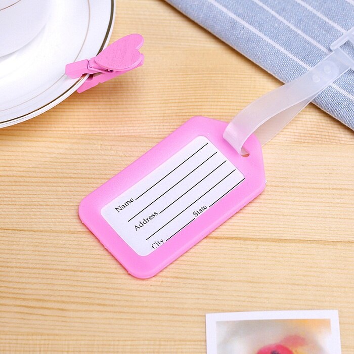 travel accessories Plastic Luggage Tag Travel Suitcase Travel Bag Boarding Tag Label Name ID Tags candy color: pink red