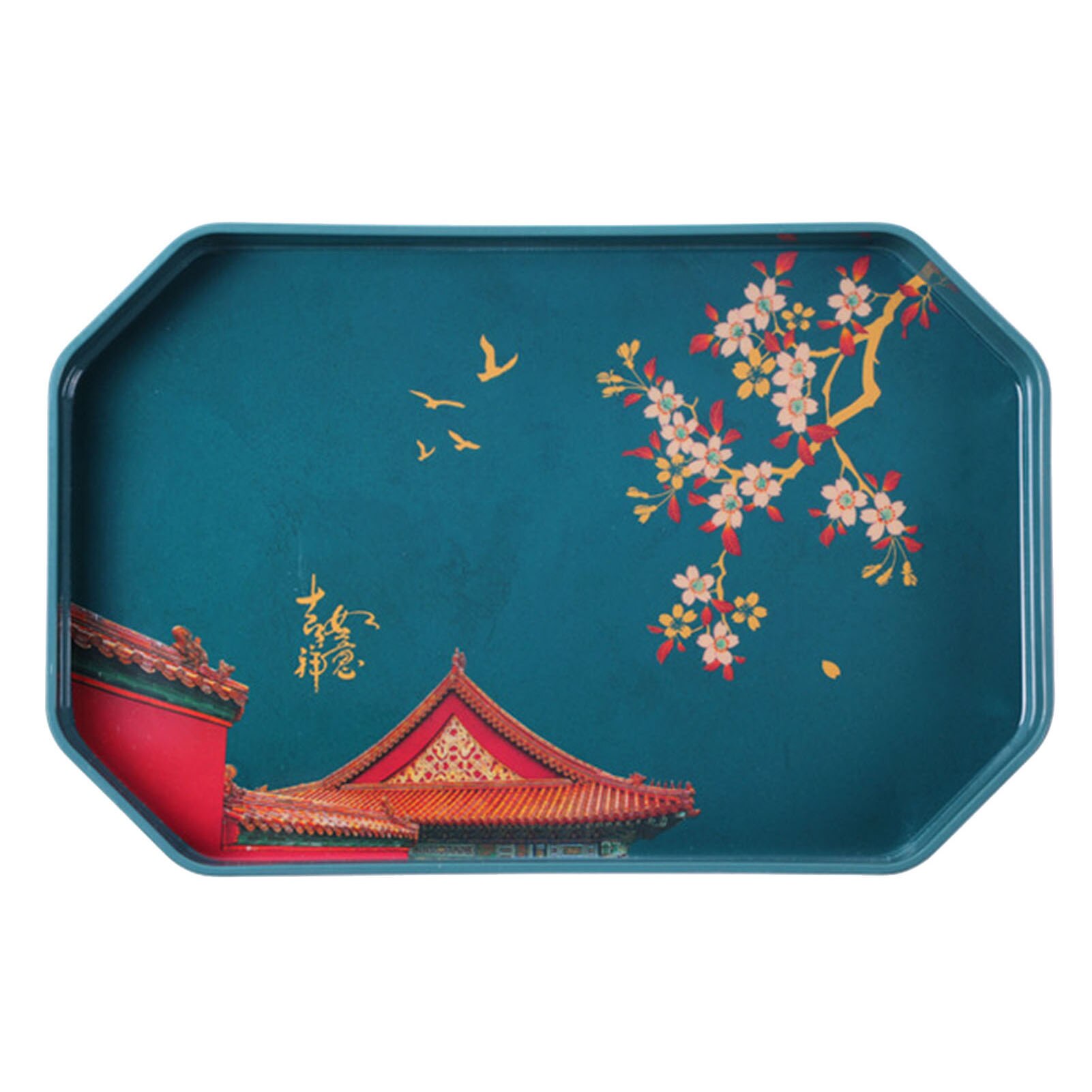 Chinese Traditionele Thee Lade Vierkante/Ronde Tafel Dienblad Voedsel Plaat Bruiloft Decoratie Plateau De Serviceподнос Для Декора: Cyan Square