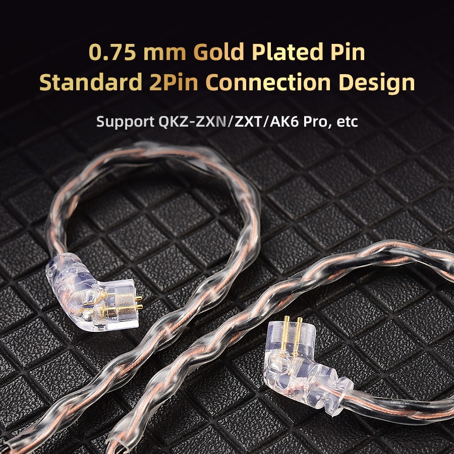 Cable de auriculares con cable QKZ T1 KZ, Cable de actualización Chapado en plata de 8 hebras, Cable de actualización de auriculares de 0,75 MM y 2 pines, accesorios para auriculares de 3,5 MM
