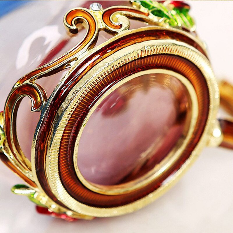 Red Blue Rose Enamel Crystal Tea Cup Coffee Mug Butterfly Rose Painted Flower Water Cups Clear Glass with Spoon Set Perfect