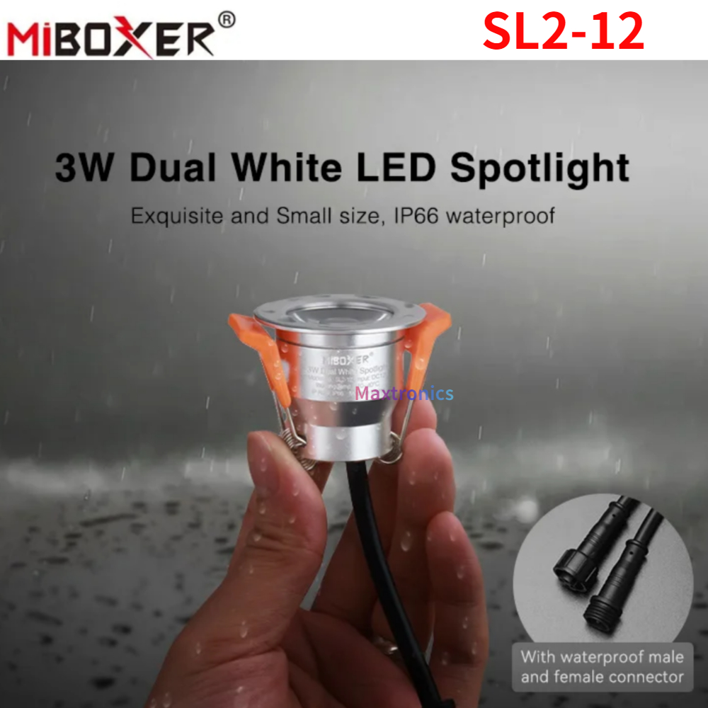 Miboxer 3w mini vanntett led-spotlight 12v ensfarget/dobbelt hvit/rgb/rgbw 2.4g fjernkontroller  ip66 led-downlight dimbar: Naturlig lys